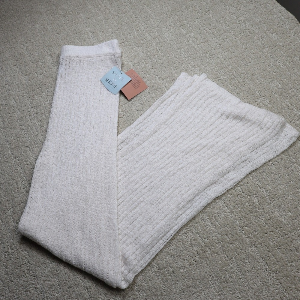 Shade & Shore Womens Off White Open Knit Wide Leg Beach Cover Up Pants Small 4-6